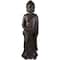 19.5" Dark Brown Standing Buddha with Lotus Outdoor Garden Statue